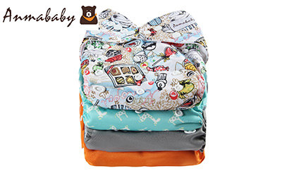 product image of Anmababy 4 Pack Adjustable Size Waterproof Washable Pocket Cloth Diapers